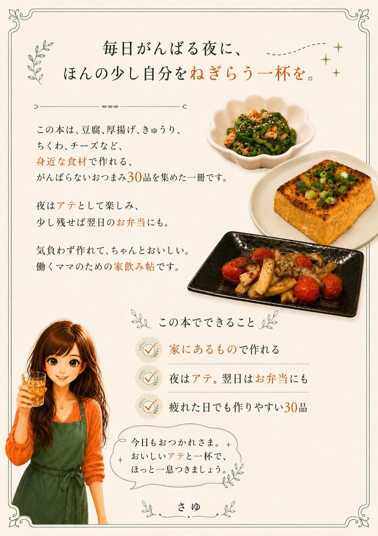 『働くママのご褒美家飲み帖』の裏表紙